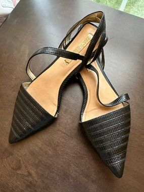Rachel Black Pointed Toe Slingback Mules